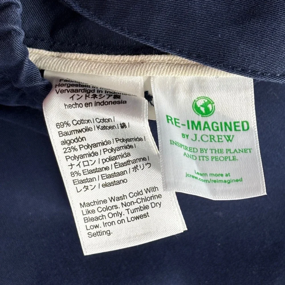J.Crew Dock Pant Mens Large Navy Blue New NWT Cotton Blend Stretch AV223